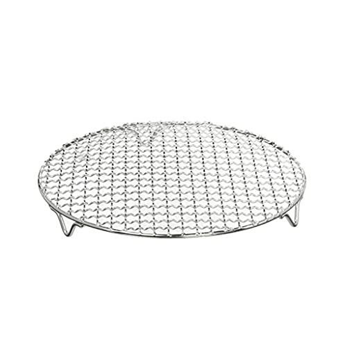 A1DFDFGOQSFG Stainless Steel Round Barbecue Net with Foot Pedal Barbecue Net Cooling Rack Steam Grill for Camping Outdoors