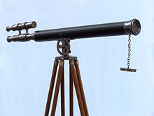 Hampton Nautical Floor Standing Antique Copper Leather Telescope 65