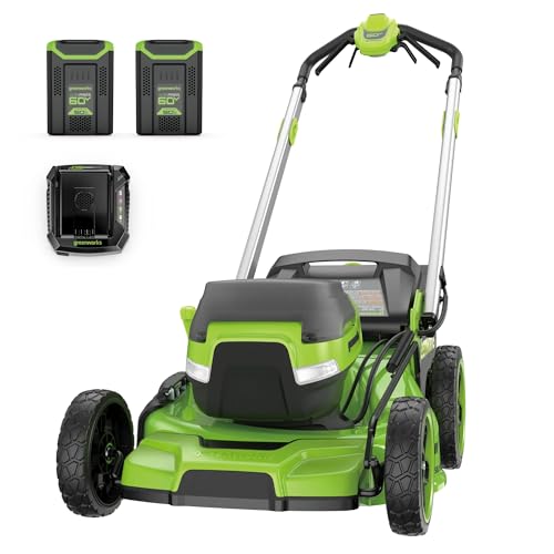 Greenworks 60V 21in Self-Propelled Lawn Mower, (2) 5.0 Ah Battery Kit