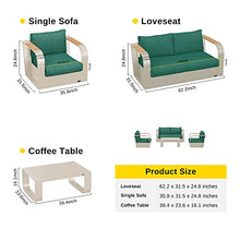 EAST OAK Signature 4-Piece Patio Furniture Set Aluminum Teak Wood Sofa Coffee Table Champagne & Green
