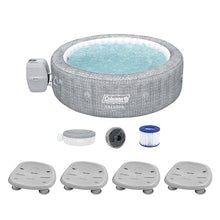 Bestway Coleman Sicily AirJet Inflatable Hot Tub with EnergySense Cover & 4 SaluSpa Seats, Gray