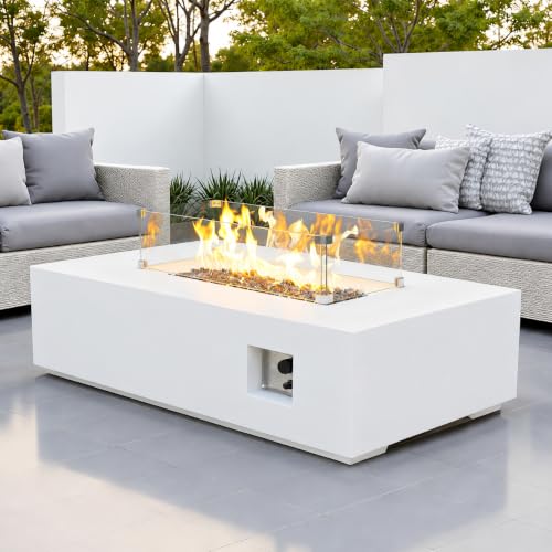 52" Rectangle GFRC Propane Fire Pit Table, 65,000 BTU, CSA Certified