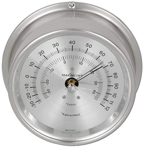 Maximum Criterion Accurate Weather Thermometer - Nickel Case, Silver Dial