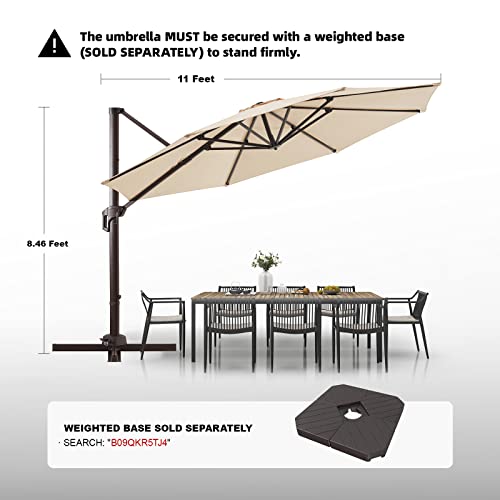 wikiwiki 11 FT Cantilever Patio Umbrella Tan