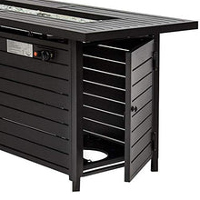 PrimeGlo 54'' Propane Fire Pit Table with Lid, Wind Screen, Fire Glass, Cover Included, Rectangular Fire Pit Table, 50000BTU, Black Mocha Finish