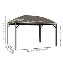 Outsunny 10' x 13' Hardtop Gazebo Canopy with Steel Roof and Netting, Brown