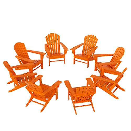 WO WESTIN OUTDOOR 8pcs HDPE Adirondack Chair Set All Weather Resistant Orange