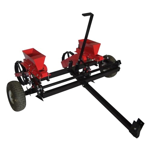 Field Tuff Corn and Bean Planter with Adjustable 2 Row Widths, 14" to 36.6" - Includes 13" Pneumatic Tires, 15 lb Capacity per Hopper