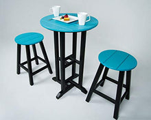 Poly-Wood Contempo 24-Inch Round Bar Height Table, Black Frame, Teak