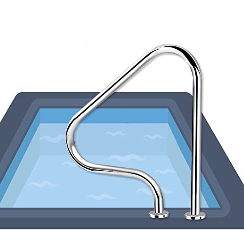 Pool Handrail,31.5" X 31.5" Swimming Pool Stair Rail, Stainless Steel Stair Pool Hand Rail,375lbs Load Capacity, Pool Rail with Complete Mounting Accessories