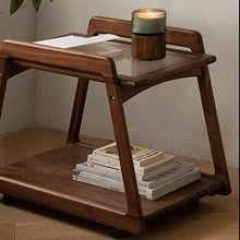 living room table Retro Solid Wood Cart Side Table End Table, Plant Stand with 2 Tier Open Shelf, Coffee Table Sofa Side Table Nightstand Bed Side Table with Wheels Home Décor outdoor side table