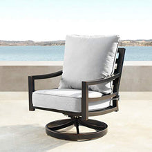 Oakland Living AZHUDSON-MATERA-5PC-AC Aluminum 44 in. Round Table Four Deep Seating Swivel Rockers, Fire Beads, Lid and Fabric Covers Patio Furniture Set, Antique Copper