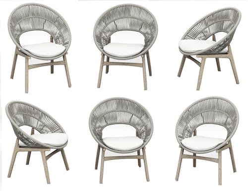 WholesaleTeak Qty 6 - Grade-A Teak Wood Luxurious Solo/Single Robas Weathered Teak Arm Chairs #16RoAA