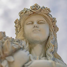 Zaer Ltd. 39" Tall Magnesium Angel Statue Figurines for Outdoor and Indoor Use (Holding a Bouquet of Flowers Sopia, Antique White)