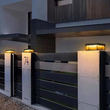 Outdoor Wall Lights Black Square Column Caps Lamp Modern Outdoor Post Cap Light LED Outside Waterproof Pillar Lamps Stainless Steel Gate Deck Stigma Lantern Fence Gate Porch Lawn Path Lamps Waterproof