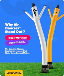 LookOurWay Halloween Air Dancers Inflatable Tube Man Set | 20ft Ghost Wacky Waving Inflatable with 12-Inch Blower | Outdoor Halloween Decorations & Halloween Blow Ups for Business or Yard Display
