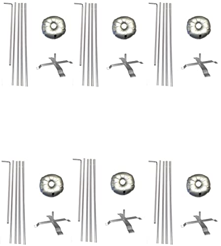 Cobb Promo Rectangle Feather Flag Telescoping Hardware 15ft 5 Piece Pole Kits with Cross-Base and Weight-Donut Hardware Only. (Pack 6)