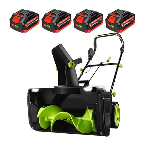 KUSOLE Cordless Snow Blower, 20 inches Wide, 10 inches deep, Maximum Snow-Throwing Distance 33 feet, 3500W brushless Motor. 4batteries