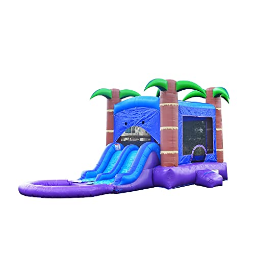 HERO KIDDO Enchanted Forest Bounce House Water Slide Combo Blue Purple