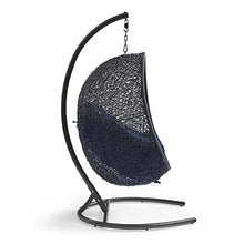 Modway Encase Sunbrella® Swing Outdoor Patio Lounge Chair in Black Navy