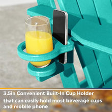 Costaelm Paradise Folding Adjustable Adirondack Chair with Retractable Footrest and Cup Holder (Set of 2), Turquoise