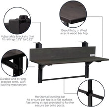 Views 3Ft Folding Balcony Bar Table (Charcoal) - Durable, Space-Saving, Easy Assembly | Weatherproofed Acacia Wood with Adjustable Steel Brackets for Patio, Terrace, Deck, Porch, Backyard