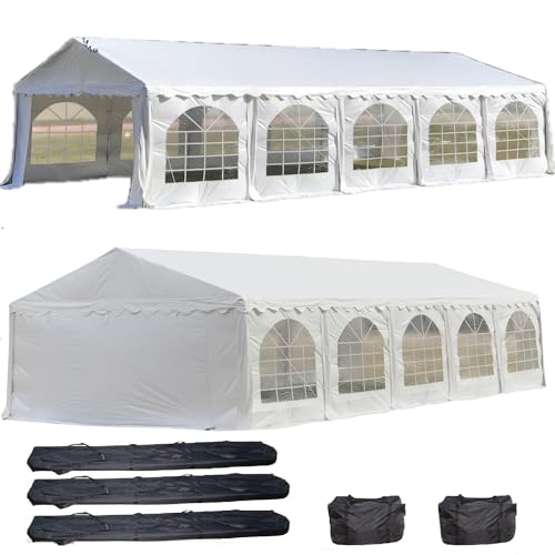 DELTA 32'x20' PE Party Tent White - Heavy Duty Waterproof Canopy for Outdoor Events