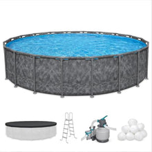 20ft x 52in Round Frame Above Ground Swimming Pool Set with Pump & Ladder