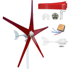 ZHOZHUT 12V 24V 48V Wind Turbine Generator Power Kit 800W-1200W Wind Turbine Generator with MPPT Controller and 5 Red Blades, 2.5m/s Low Starting Wind Speed Windmill Generator for Homes,1000w,48V