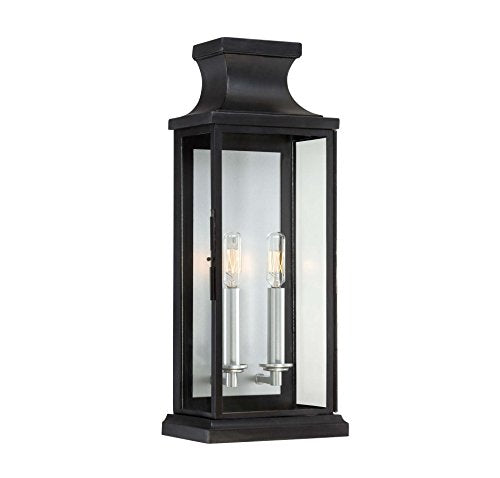 Savoy House 5-5911-BK Brooke Traditional Clear Glass Outdoor Wall Lantern, 2-Light 120 Total Watts, 20" H x 8" W, Black