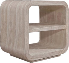 Meridian Furniture 77062Travertine-ET Calix Collection Art Deco Indoor/Outdoor Concrete End/Side Table with Water-Transfer Finish, 20" W x 14" D x 20" H, Travertine