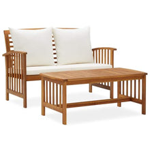 RJPLMFV 2 Piece Patio Lounge Set with Cushions Solid Acacia Wood