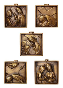 Church Supply Set of 14 Stations of the Cross Plaques, 4.75", Solid Brass