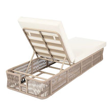 Christopher Knight Home Xayo Set of 4 Patio Chaise Lounge Chair Outdoor with 4-Thick Cushion, Metal Poolside Sun Lounger with Cross-Weave Rope Accent, Adjustable Backrest Pool Lounger, Beige + Cream