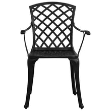 KUPTYERFG Cast Aluminum Bistro Set, 3 Piece Outdoor Dining Set with 35.4 Inch Round Table and 2 Chairs, Black Patio Furniture Set with Umbrella Hole for Garden, Balcony