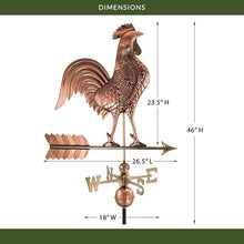 Large Rooster Weathervane - Pure Copper by Good Directions