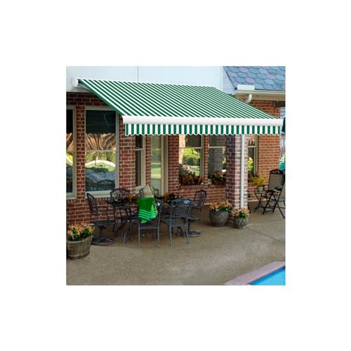 Awntech Retractable Awning Left Motor 20'W x 10'D x 10"H Forest Green/White