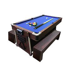 SIMBASHOPPING USA 7FT Multigame Pool Table Blue/Brown Air Hockey + Table Tennis