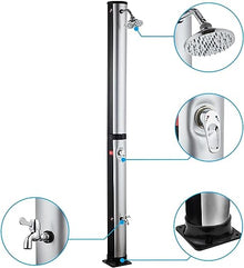CFDZCP Outdoor Shower kit 38L Solar Powered Garden Shower, 10 Gallon Outside Shower W/Sprinkler Head, Temperature and Pressure Adjustable ，for Backyard Poolside Beach Pool Spa