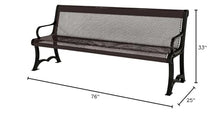COATEDOUTDOORFURNITURE Bench, Brown, Punched, 4Ft, with Back, Portable