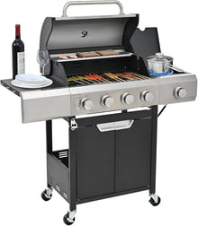 4-Burner Propane Gas Grill with Side Burner & Waterproof Cover - 51,000 BTU