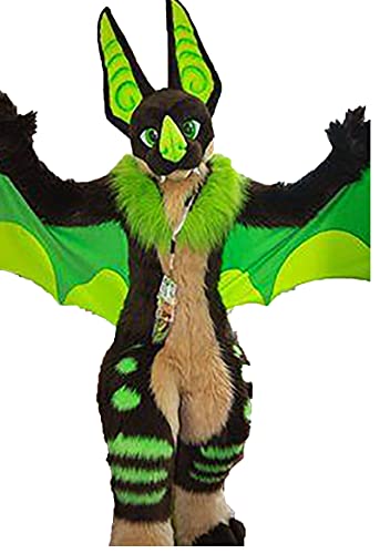 FurryMascot Green Angel Dragon Digitigrade Fursuit Costume