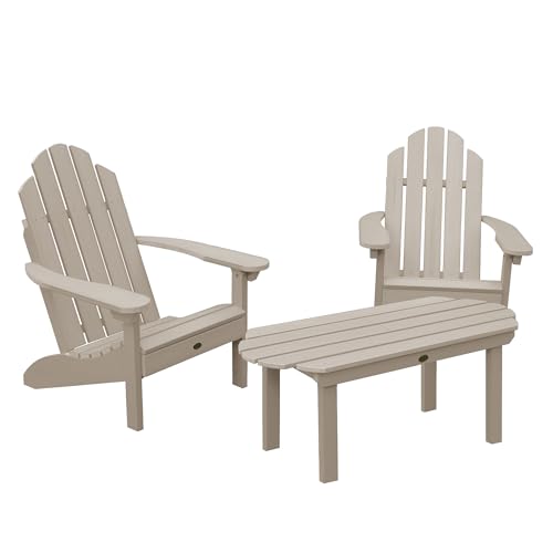 Highwood Classic Westport Adirondack 3-Piece Set, 2 Chairs & Coffee Table, Woodland Brown
