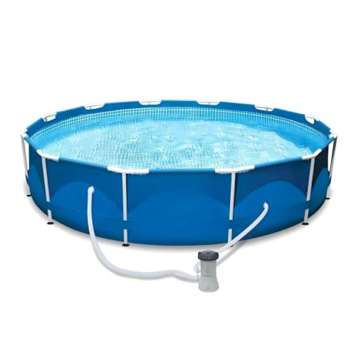 12' x 30" Metal Frame Swimming Pool w/Filter Pump & Pool Maintenance Kit