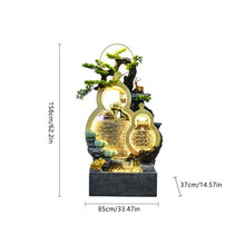 Outdoor Water Fountain Floor Standing Gourd Water Fountain, Indoor Freestanding Fountain with Water Mist, LED Lights and Simulated Greenery, Feng Shui Office Home Decor for Good Luck Wealth Outdoor Fo