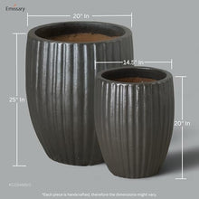 Emissary Matte Black Stoneware Round Planters Set of 2 21in. L x 25in. H