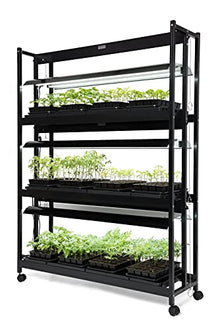 Gardener's Supply Company 3-Tier Grow Light Plant Stand with Three Watertight Shelf Trays | Includes 6 Bright 6500K Color LED Full-Spectrum Bulbs for Optimal Indoor Growing