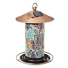 Feilx Bird Feeder,Hanging Solar LED Tray Bird Feeder,Outdoor Art Bird Feeder Metal Waterproof with Lights, Outdoor Bird Feeder