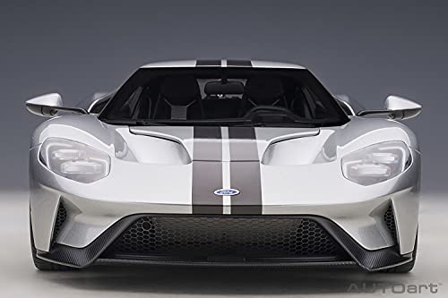 AUTOart 2017 Ford GT Ingot Silver Metallic Model Car 1/12 Black Stripes