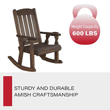 Amish Casual Heavy Duty 600 Lb Mission Pressure Treated Rocking Chair with Cupholders (Dark Walnut Stain)
